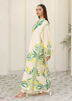 Lemon Bloom Slub Khaddar Kaftan