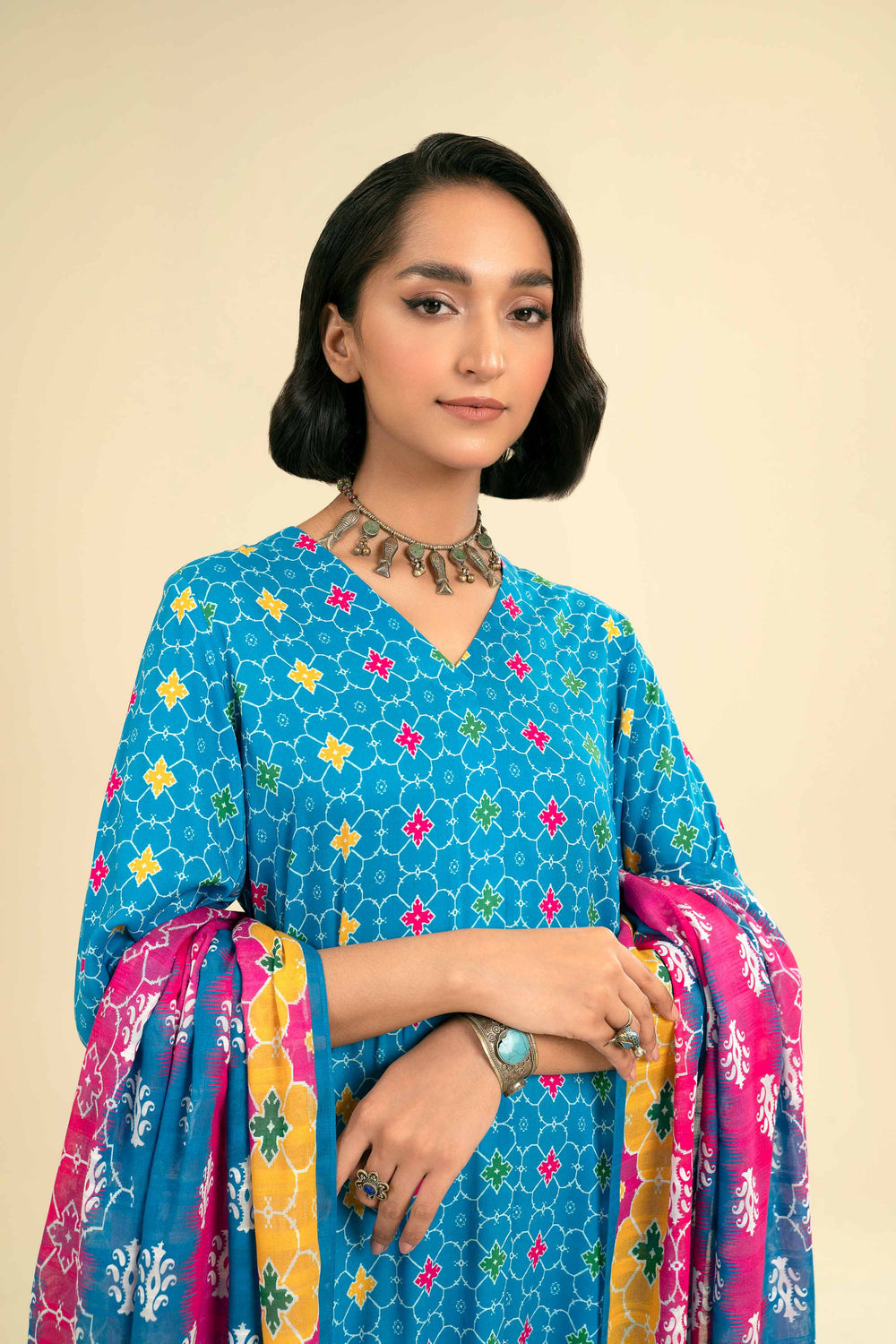 Nishat Linen 3-Piece unstitched Fine Khaddar Suit