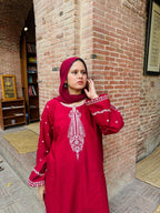 Amal's Maroon Embroidered CO-ORD Set (Khaddar)