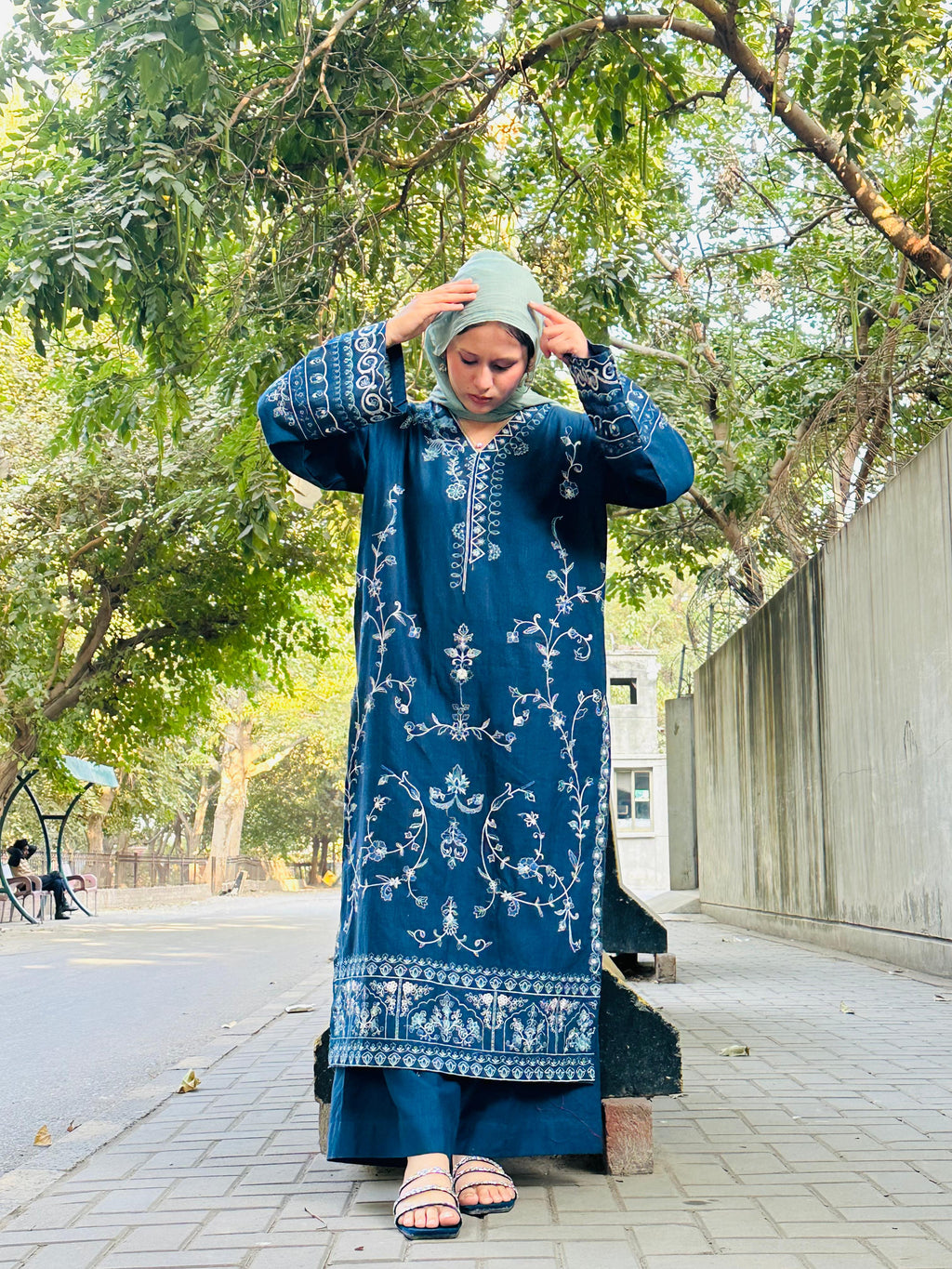 Amal's Blue Embroidered Stitched CO-ORD Set