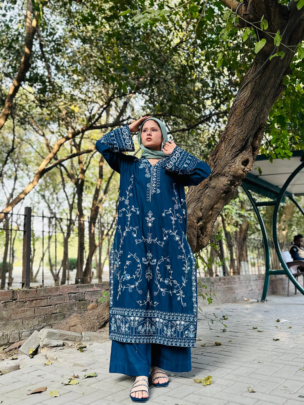 Amal's Blue Embroidered Stitched CO-ORD Set