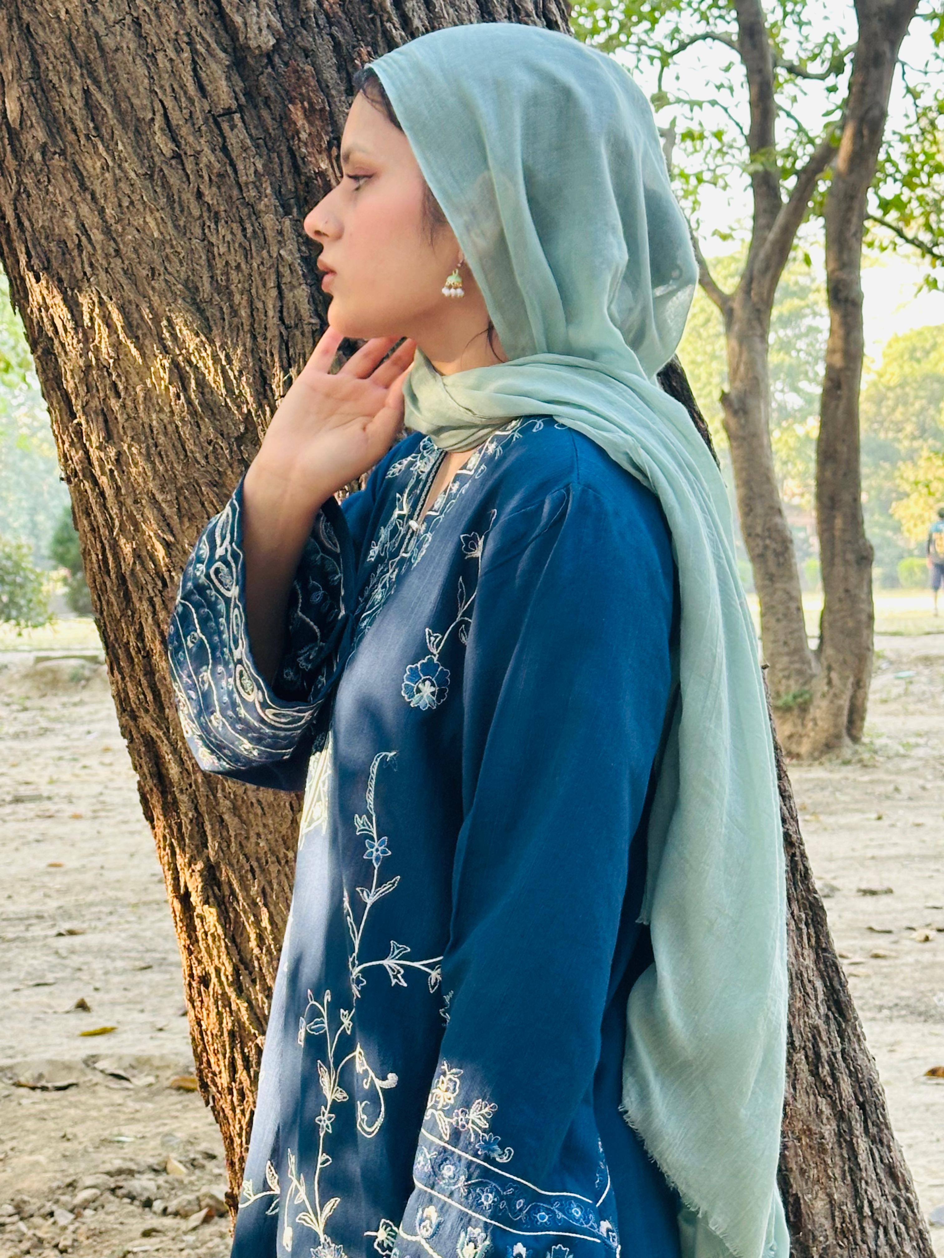 Amal's Blue Embroidered Stitched CO-ORD Set