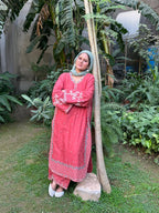 Amal's Pink Embroidered Co-ord Set (Khaddar)