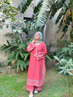 Amal's Pink Embroidered Co-ord Set (Khaddar)