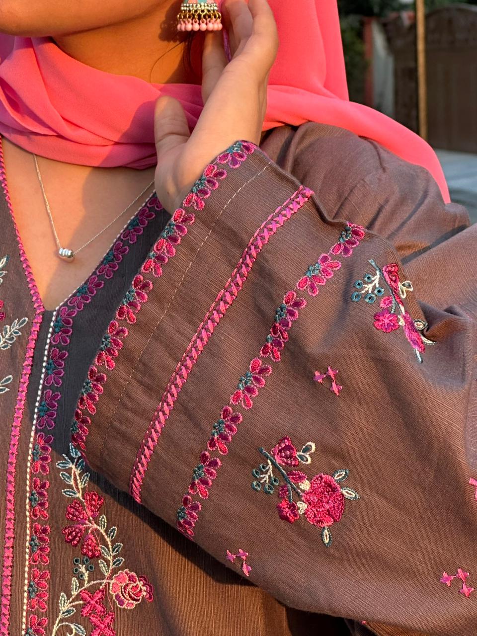 Amal's Embroidered Stitched CO-ORD Set (Khaddar)