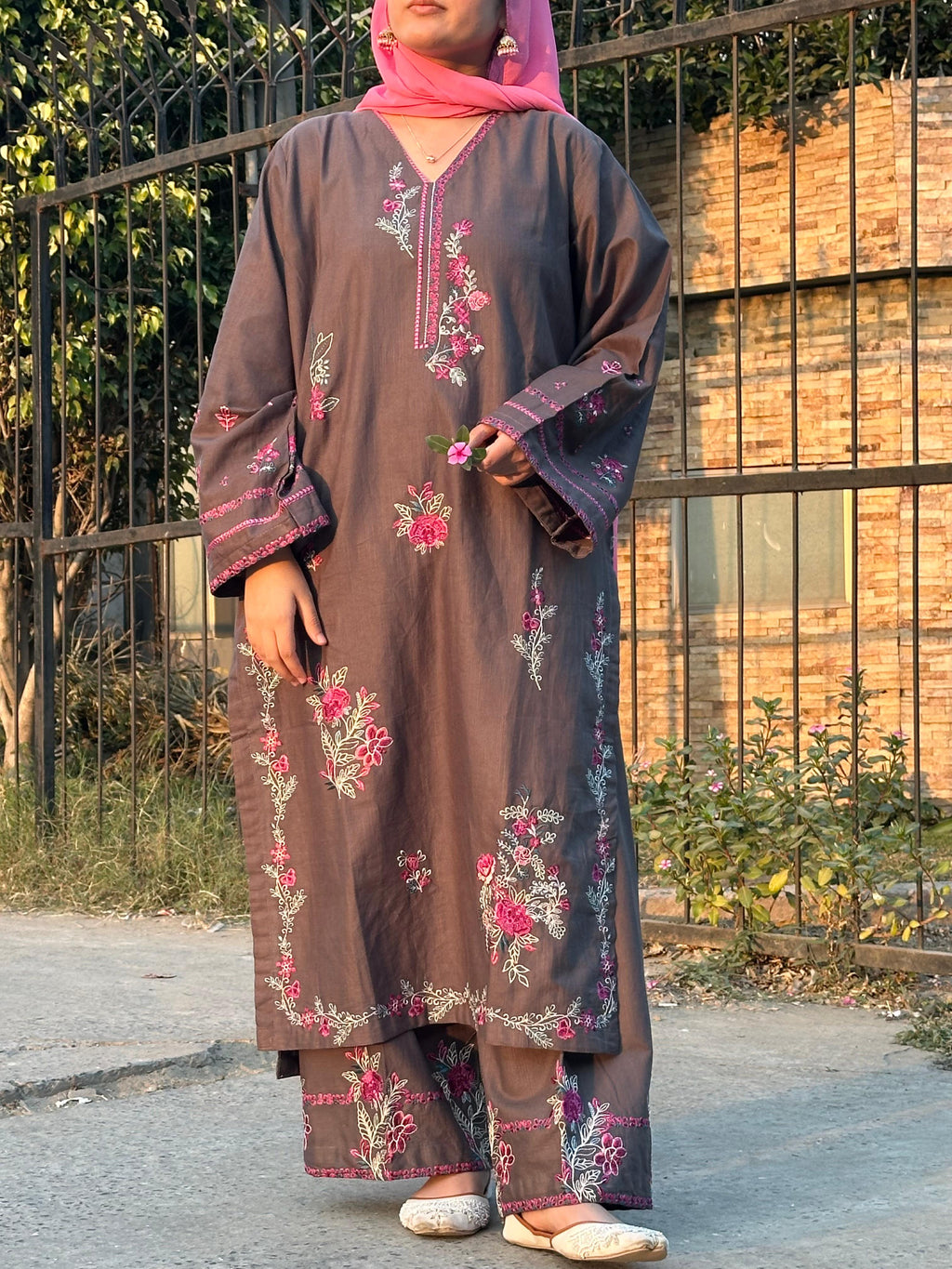 Amal's Embroidered Stitched CO-ORD Set (Khaddar)