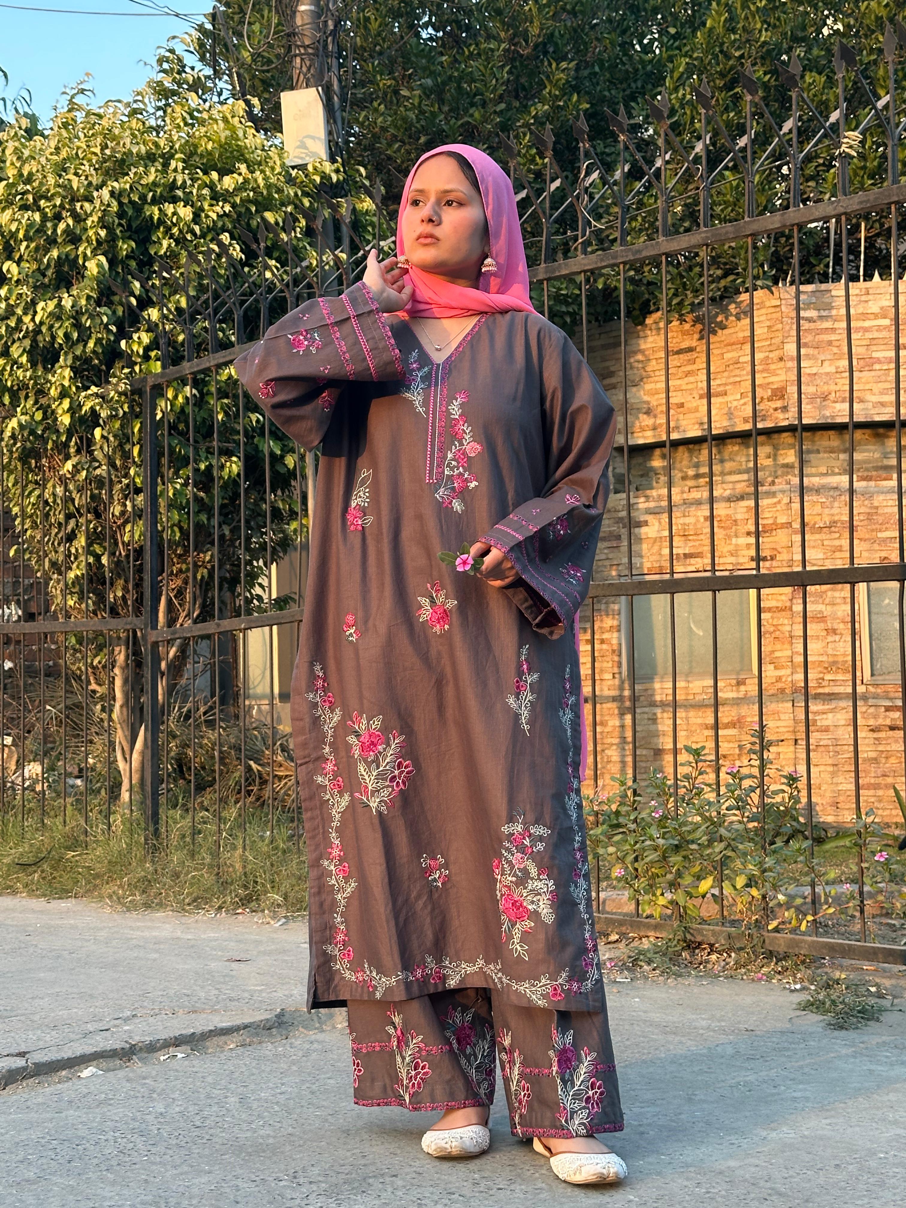 Amal's Embroidered Stitched CO-ORD Set (Khaddar)