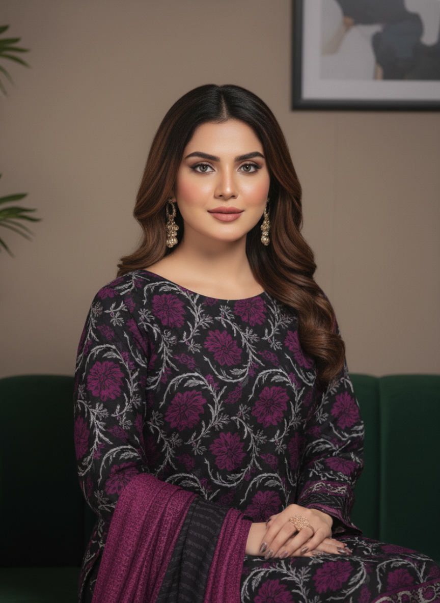 Nishat Linen 3-Piece unstitched Fine Khaddar Suit