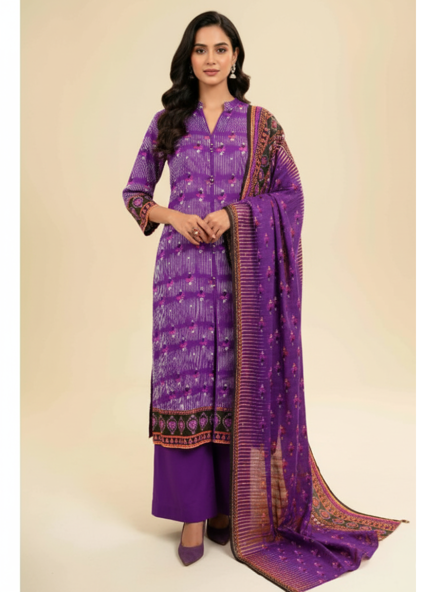 Nishat Linen 3-Piece unstitched Fine Khaddar Suit