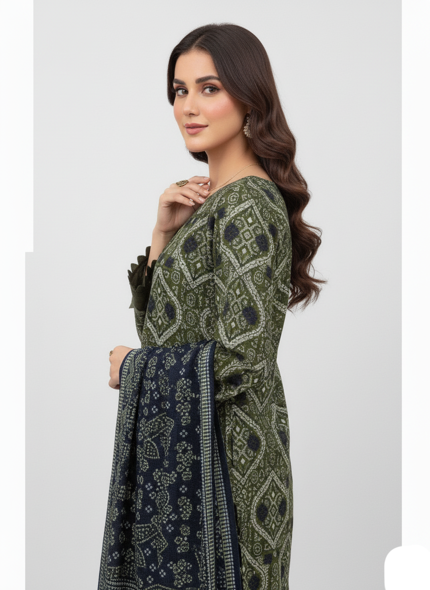 Nishat Linen 3-Piece unstitched Fine Khaddar Suit