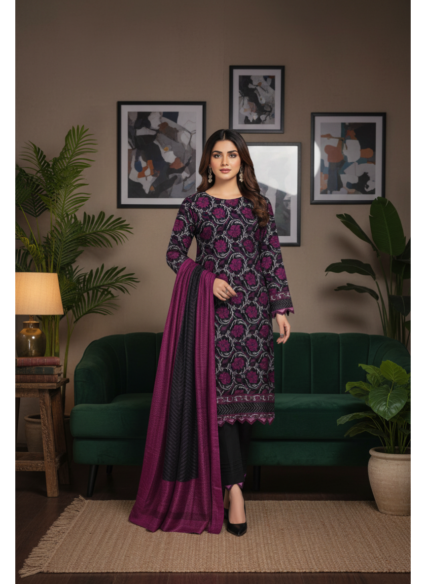 Nishat Linen 3-Piece unstitched Fine Khaddar Suit