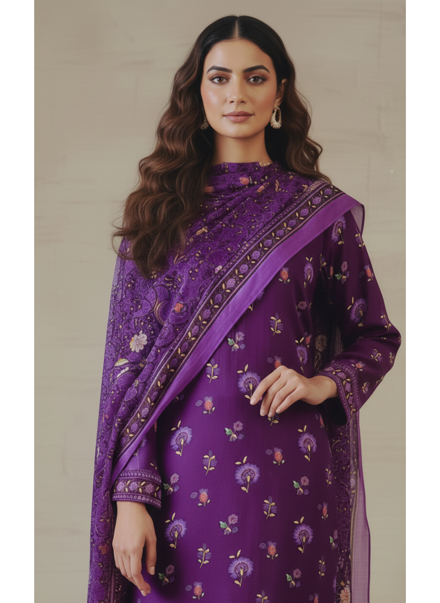 Nishat Linen 3-Piece unstitched Fine Khaddar Suit