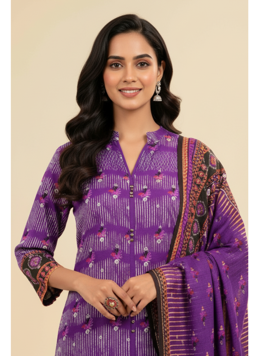 Nishat Linen 3-Piece unstitched Fine Khaddar Suit